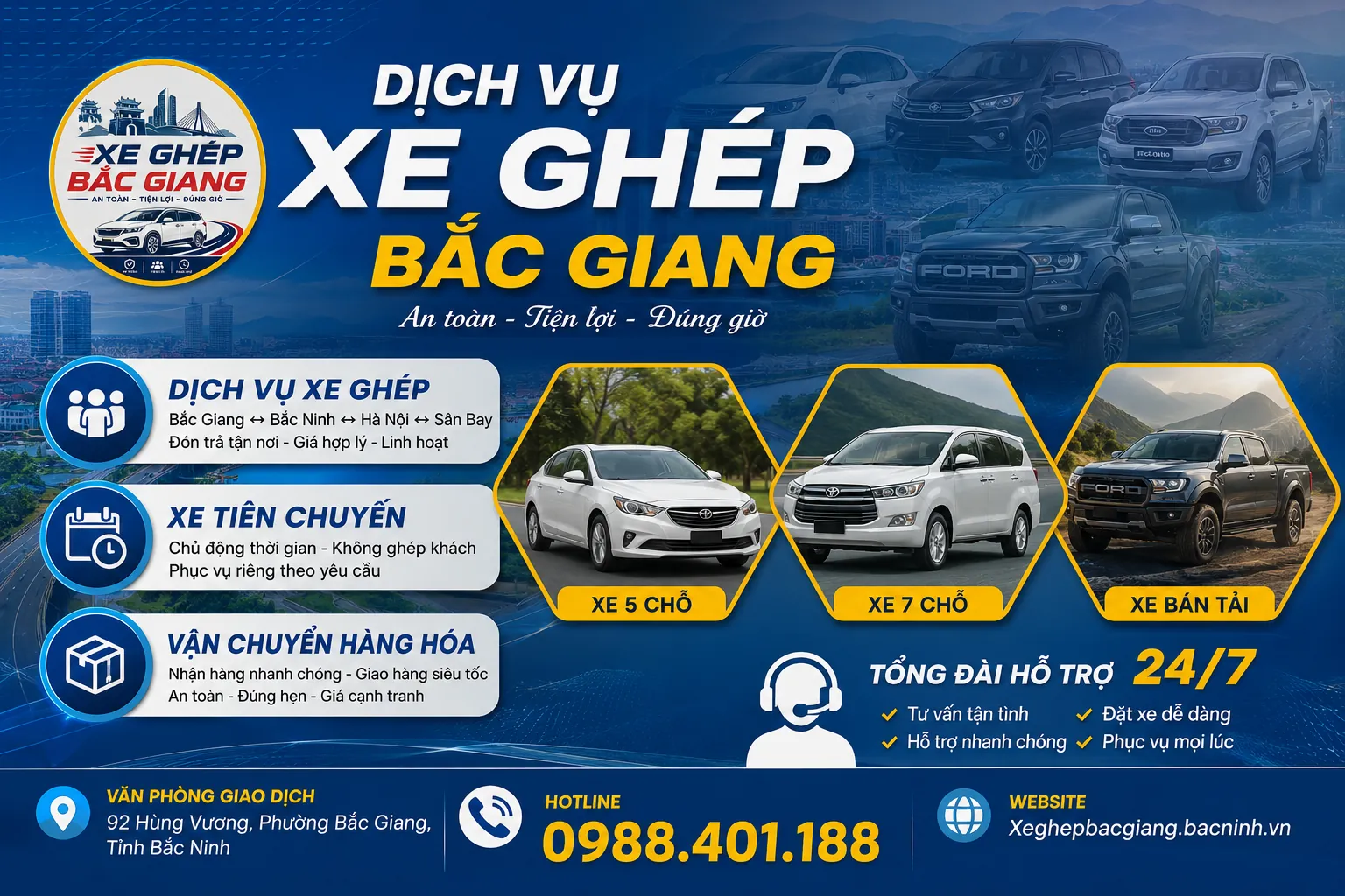 Xe ghép BẮC GIANG - BẮC NINH _ HÀ NỘI - NỘI BÀI