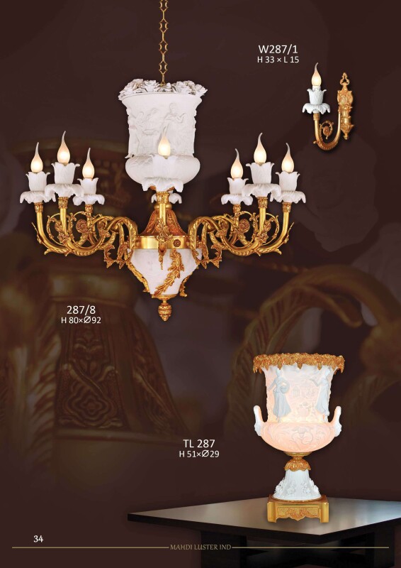 Bộ đèn chùm đồng mạ vàng