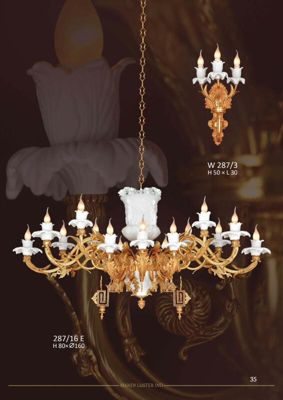 Bộ đèn chùm đồng mạ vàng