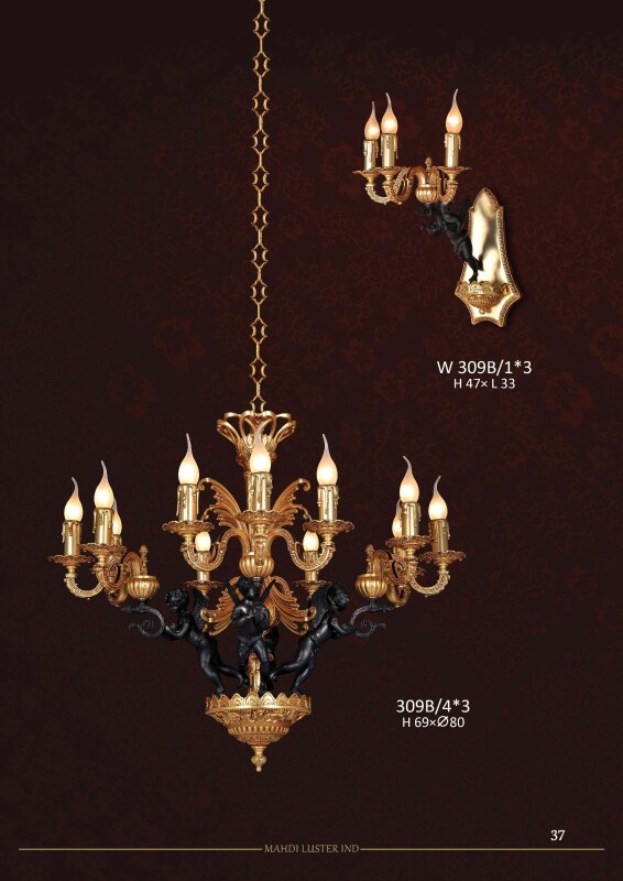 Đèn chùm đồng mạ vàng